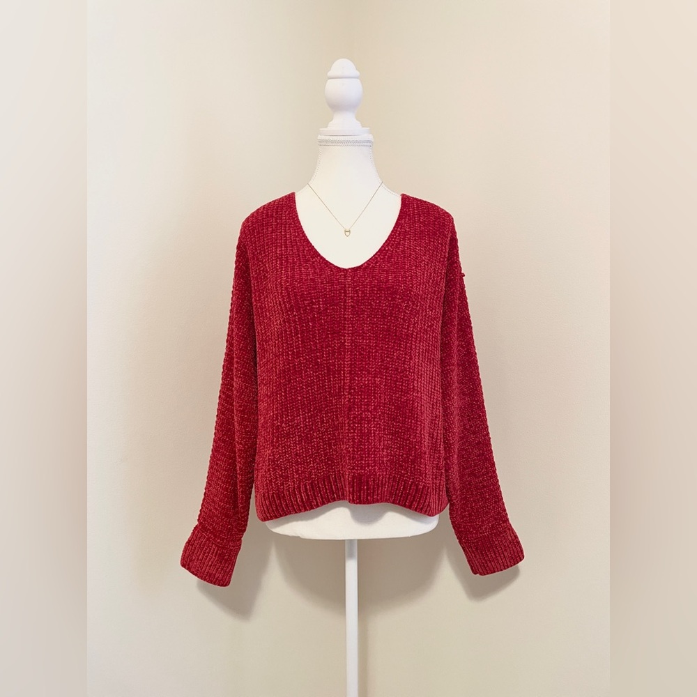 |Pink Rose| Women’s red chenille sweater